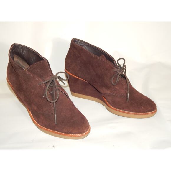 Coach Cassy Brown Suede Wedge Booties Size 9.5 - Picture 4 of 8